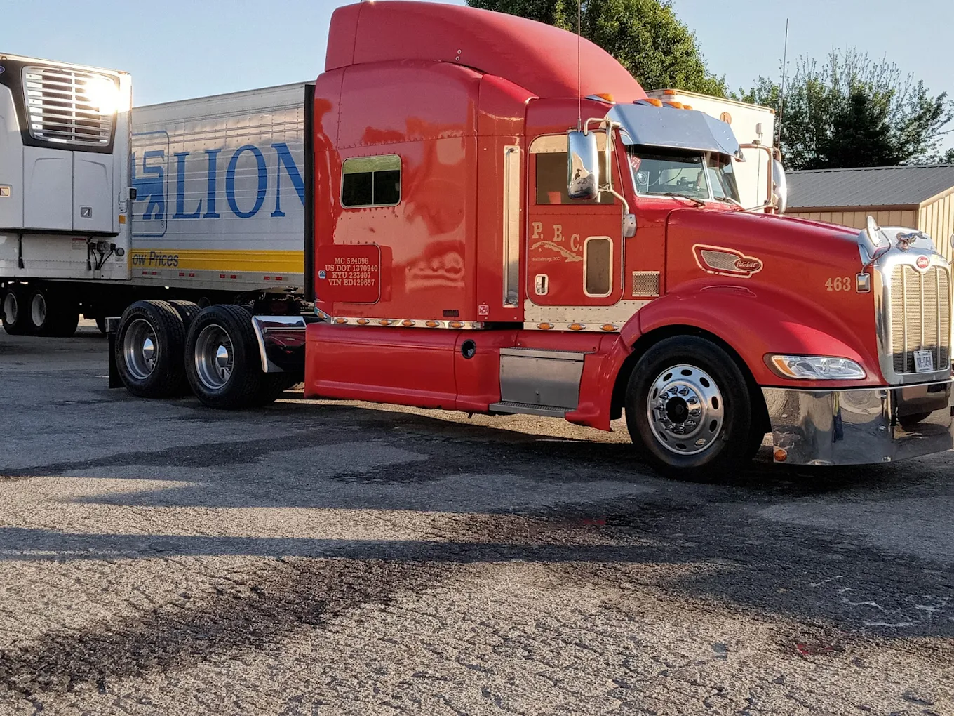 Semi truck tractor washed and detailed by Fresh Out